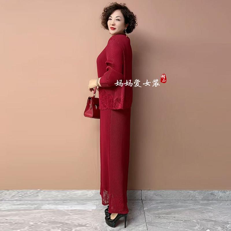 极速三宅龙鳞纹套装时尚宽松蕾丝披肩外套女直筒休闲连衣裙长裙两