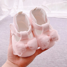 新生婴儿鞋子护脚女宝宝公主，0-1岁春夏防滑软底纯棉不掉学步单鞋2