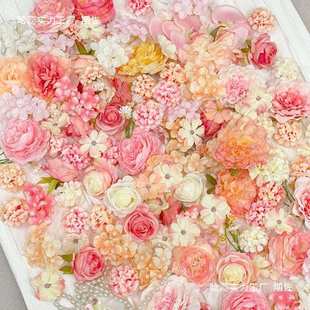作diy头饰材料簪花混花头花朵搭装饰浅手发簪花环仿真包色系
