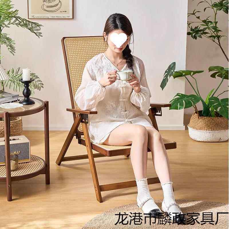 藤编竹躺椅折叠午休可坐qaz162椅可躺户外人用专藤结实耐用阳台休