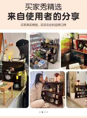 实木飘窗阳柜收EUK纳储物柜子家用台台造窗中古风书架改日式防尘