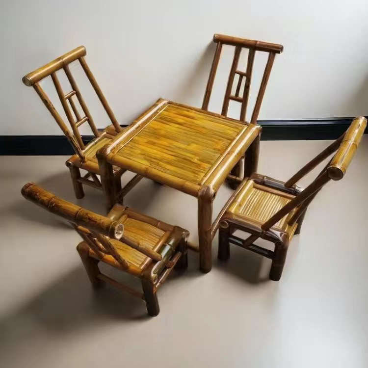 新中式茶台茶几手工竹制围炉煮茶桌子桌椅套装阳台饮茶桌椅子竹椅