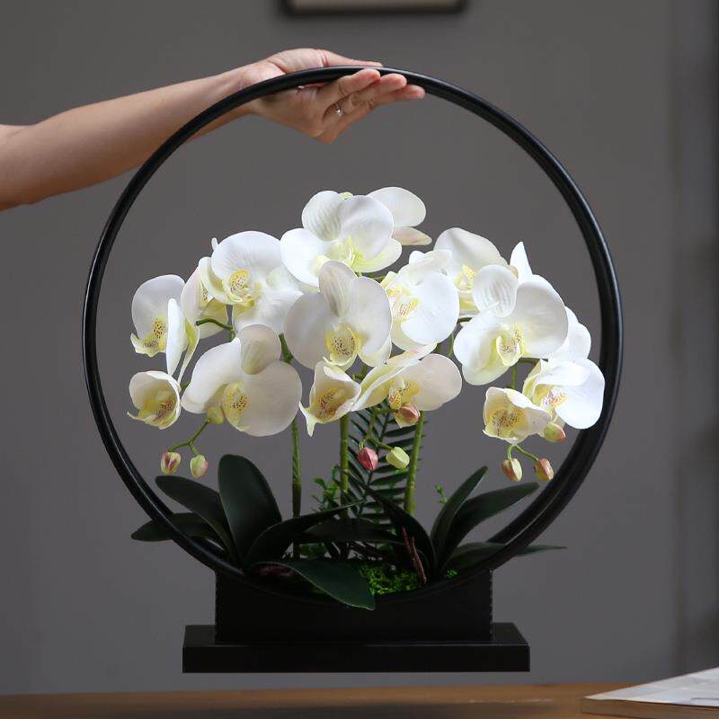 仿真花假花摆设客厅餐桌花摆花铁艺蝴蝶兰花盆栽轻奢高档花艺摆件