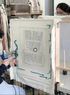 Tufting底布簇绒布防滑布突突枪刺布双股涤棉白底黄线布商用