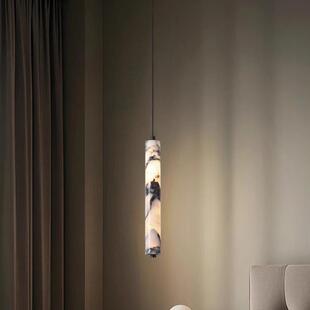 升降可主奢卧室床头吊大理石高级感轻法940式 玄灯关长型小吊线灯