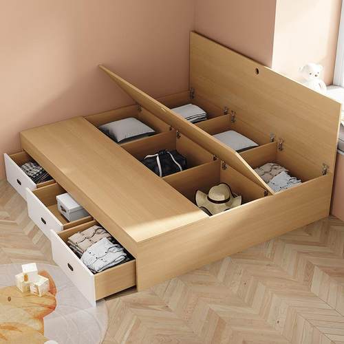 榻米床柜一小户型体多功能现BPP衣代风榻儿童卧室组合实木床