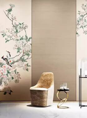 典雅意境花鸟电视背景壁纸新型中国风墙布书房卧室环保防潮无纺布