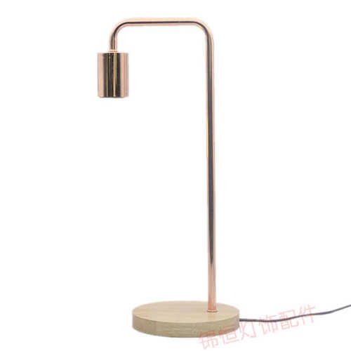 简约创意卧室床头木头铁艺弯管台灯店铺ins风装饰灯底座 灯饰配件