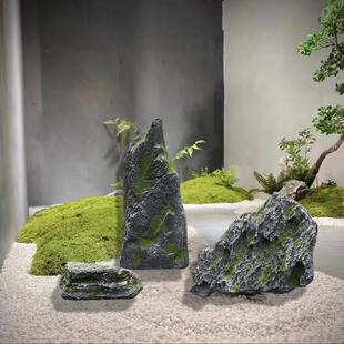玻璃钢青苔彷真石微景观假石头舞台道具园艺庭院空心苔藓假山摆件