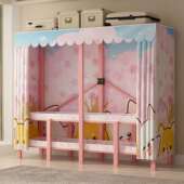 柜衣柜出租房用免安装 布衣钢加粗收纳30扁管 折叠金属管柜简易组装