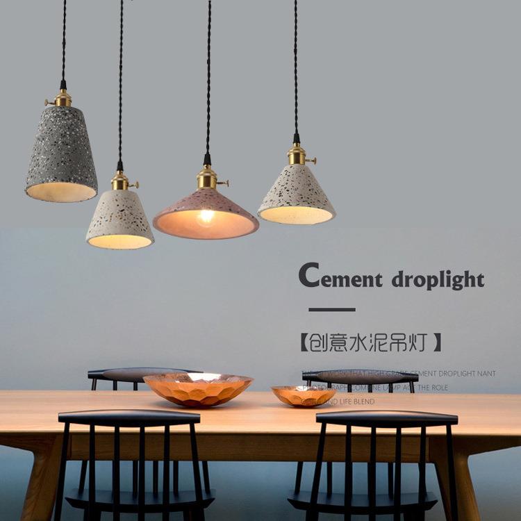 水泥水磨石小吊灯创意个性北欧风餐厅吧台餐桌床头灯具