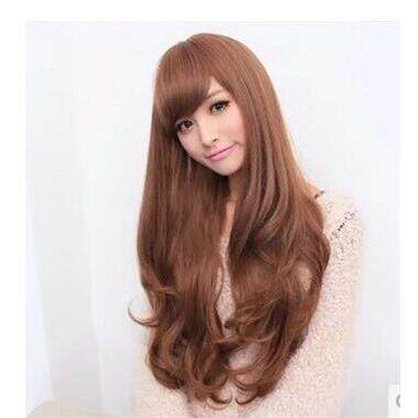 新款直销假发女 长卷发蓬松 斜刘海长发梨花头大波浪时尚气质逼真
