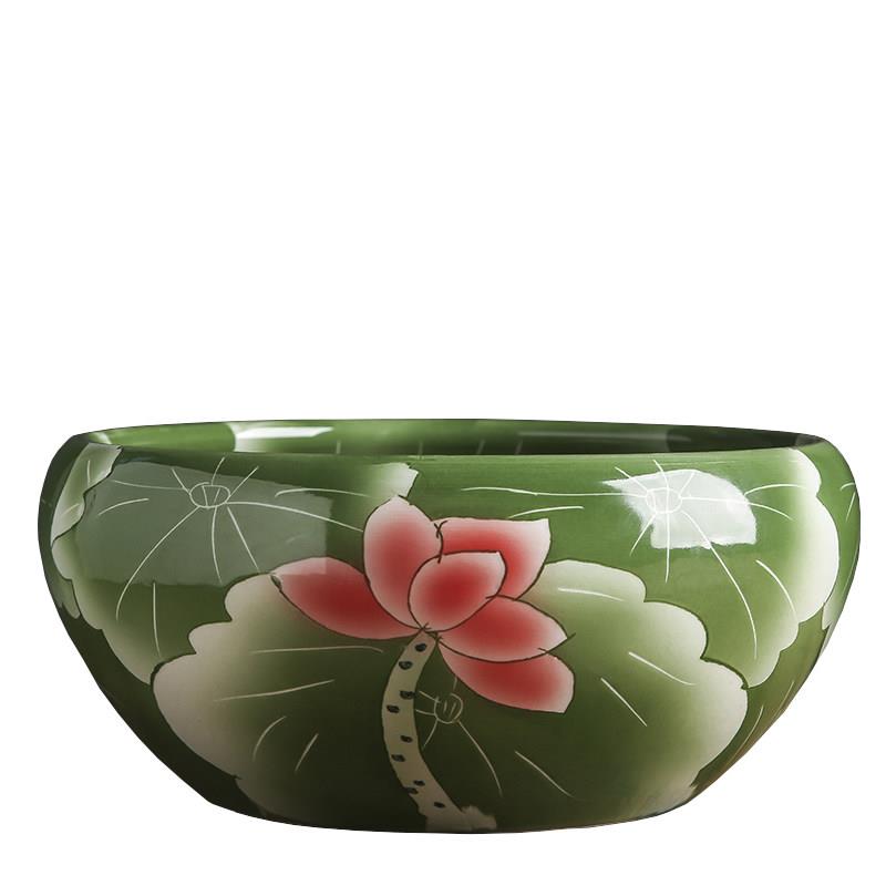 陶瓷铜钱草花盆水仙花睡莲碗莲盆无孔家用特大号多肉水盆培容器