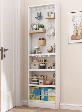 门后洞洞置物实木地落极窄儿童绘本架书架板靠架墙收纳柜PFF薄柜