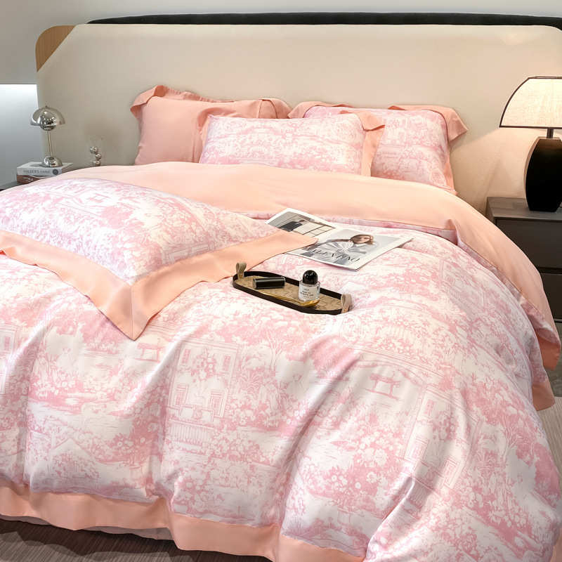 TENCEL莱赛尔纤维100支天丝四件套夏季印花床上用品冰丝被套裸睡4