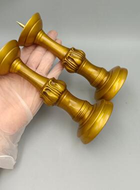 新款直销古韵斋 仿古烛台摆件 莲花铜蜡台一对 家居装饰工艺品 古