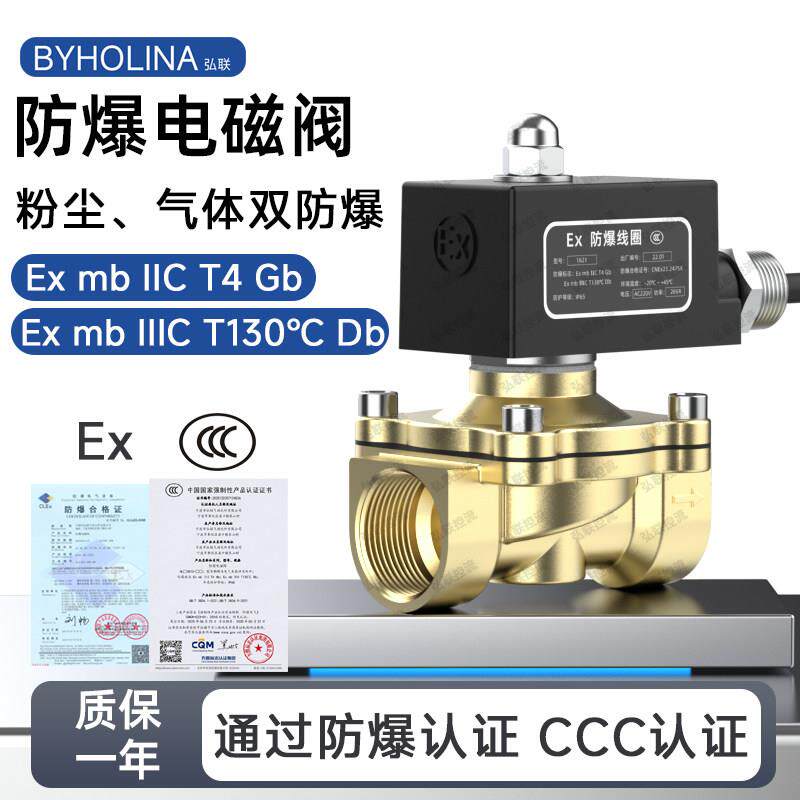 防爆电磁阀 粉尘气体 IIICT4常闭电磁控制阀220v24v4分6分DN15 25