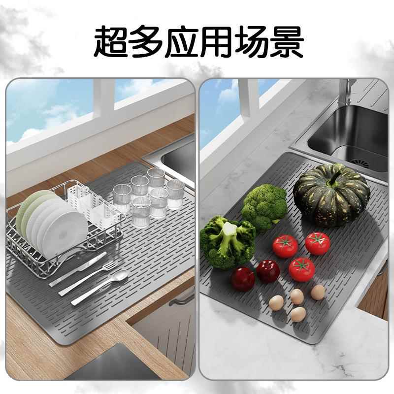 炉顶盖护垫厨房超大硅胶垫碗碟沥水佐致(收防滑电磁保热干燥垫垫