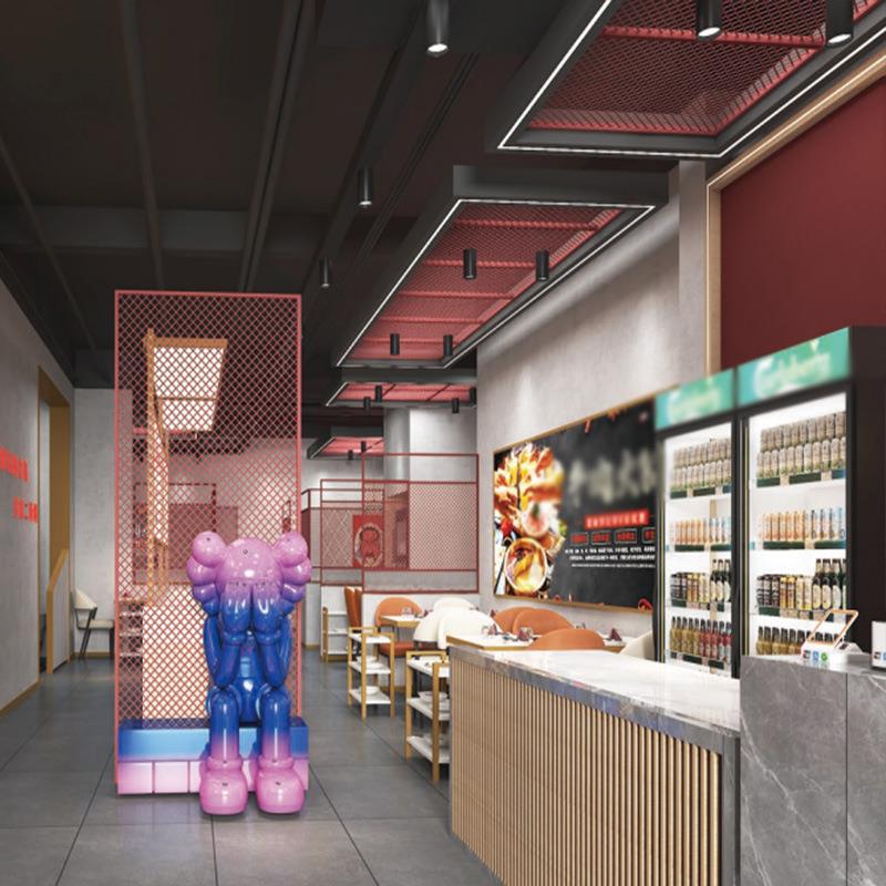 复网古工业风铁网格网RUO墙菱铁铁丝网铁艺片屏风隔断墙艺网形格