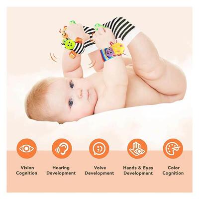 4PCS/SET Baby Rattle Toys Cute Stuffed Animals Wrist Rattle
