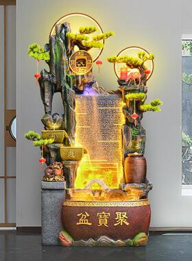 新中式假山流水喷泉鱼缸循环水摆件八方来财玄关客厅乔迁开 业礼