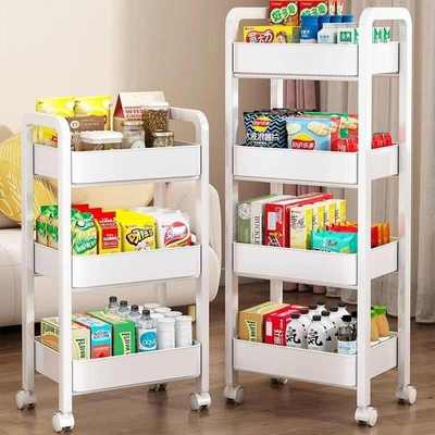 加厚碳钢小推车置物架厨房客厅落地移动卧室多层浴室收纳储物架子