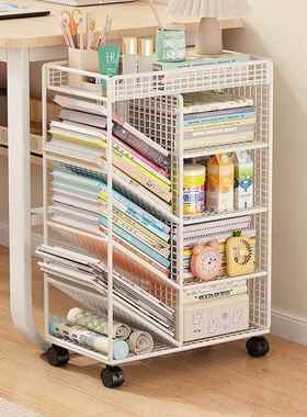 置桌下书架落地物架移动小推车简可学生易HTL教室书桌旁书本收纳