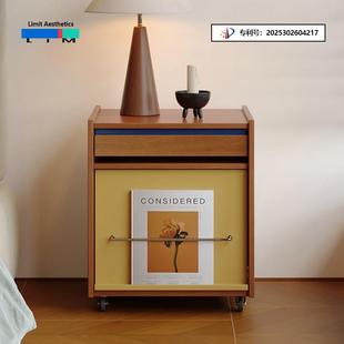 LIM界限中古风床头柜覆古双层床边柜拼色撞色储物小柜子烤漆定制Z
