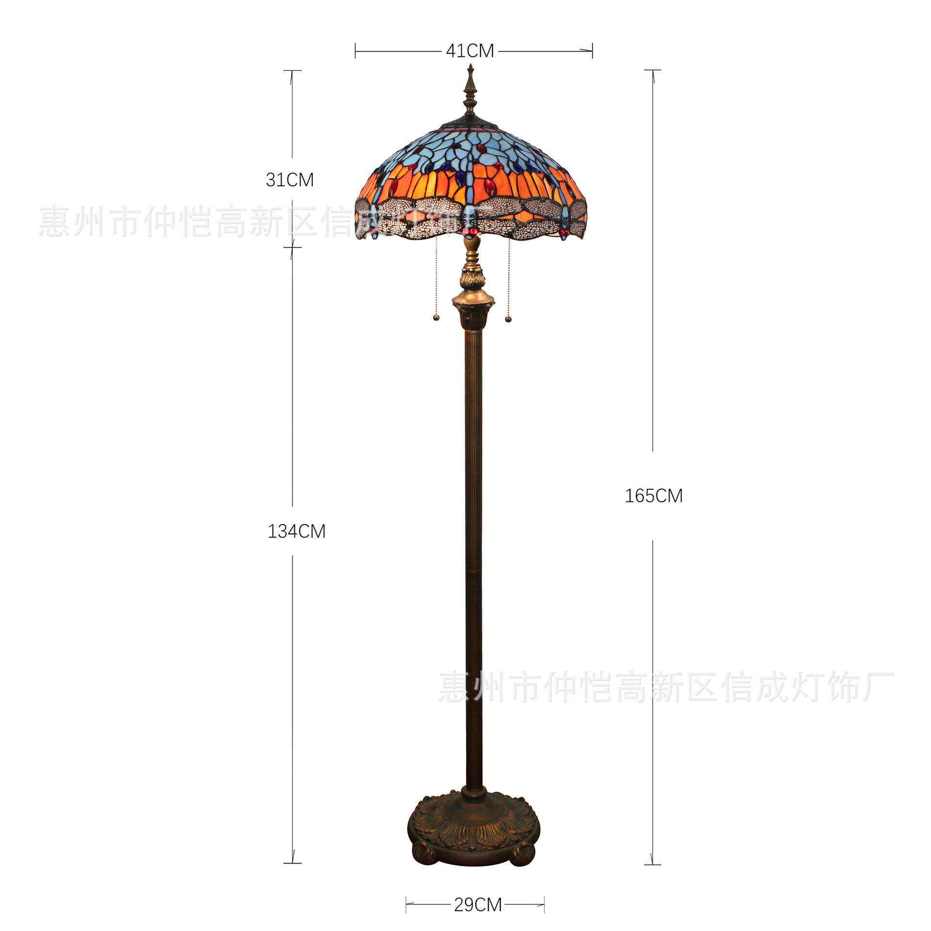 蒂凡尼经典欧式蓝色蜻蜓珠子餐厅酒吧咖啡厅站立灯卧室别墅落地灯