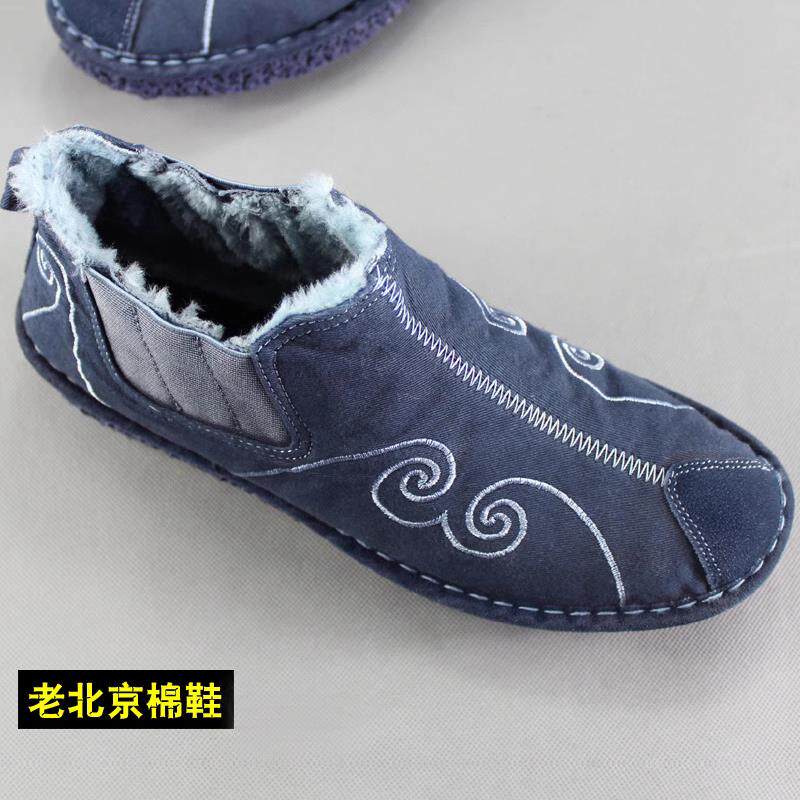 新款202底3新款老北京布鞋男棉鞋鞋保反绒软青年男靴绣花休闲舒适