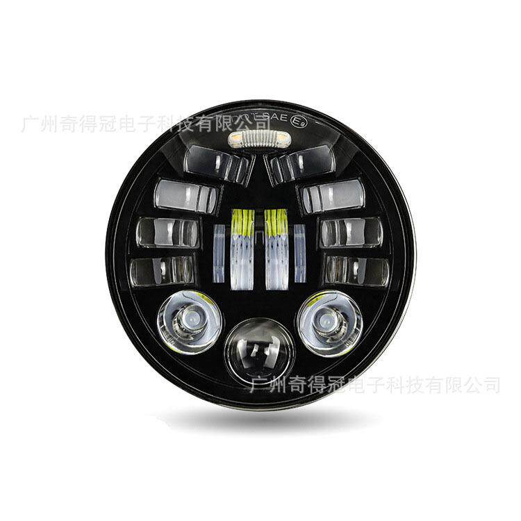 跨境7寸毛毛虫牧马人大灯h4远近一体改装车灯双光透镜汽车led大灯