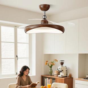 餐厅新吊扇灯中式卧室吊灯新款中古风书房茶室灯具复古餐桌风扇灯