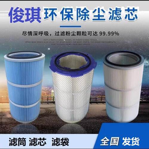除尘器滤筒阻燃覆膜滤芯涂装喷砂抛丸机滤筒集粉尘防静电过滤网筒