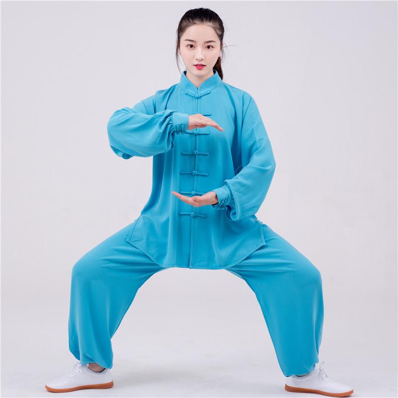 新款太极服女光练功服武术表功演服春夏秋季麻夫衫太极拳服星装男