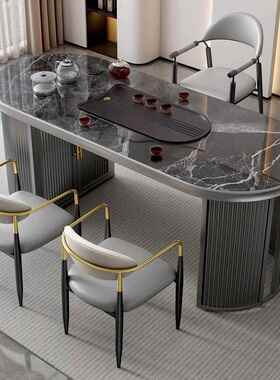 轻奢岩板茶椅组合小户型阳台家桌用办现代简功约多能一体WCQ公泡