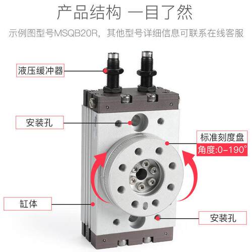 旋转气缸90度1080度SMC型可调气动机手MSQB-1械A0/20A/30A57010MS