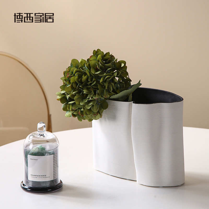 博西家居 简约现代创意陶瓷花瓶摆件 家居软装样板房大花盆装饰品