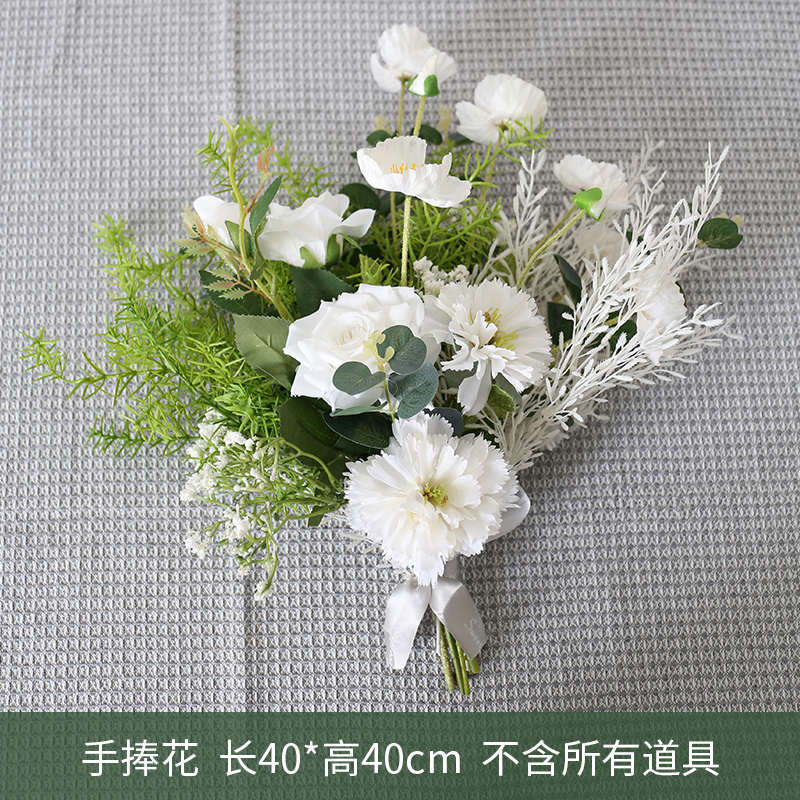 满天星摆件摆组合台橱窗花艺白色花花瓶捧婚宴桌花束台仿真甜品