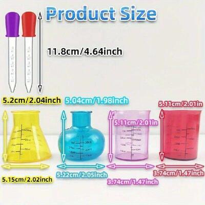4pcs Measuring Cup 4pcs Dropper DIY Learning Scientific