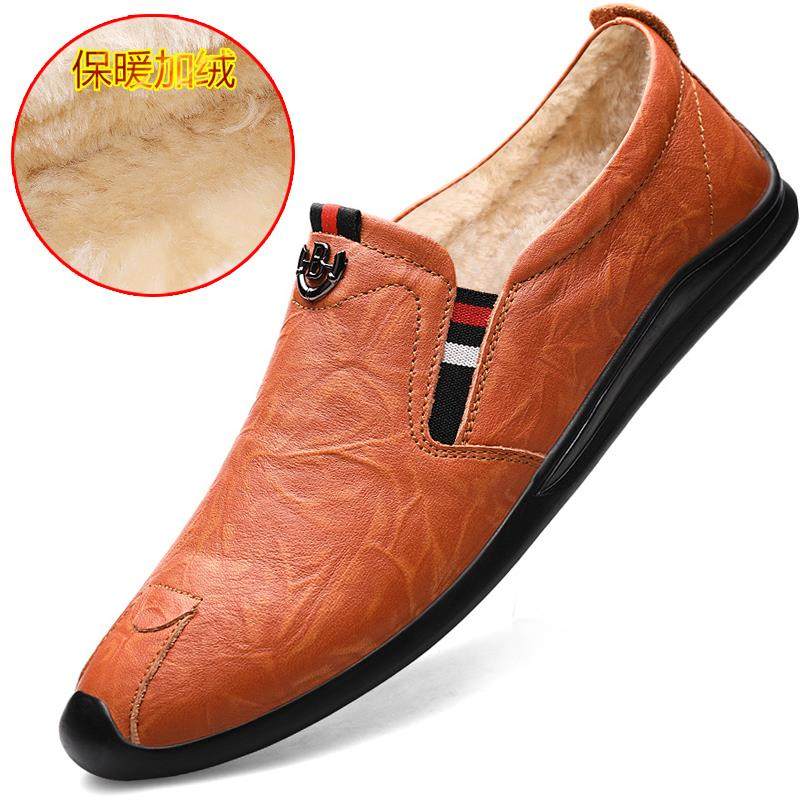高档皮冬男季真皮男士头层牛皮商务休闲爸鞋中年爸鞋加绒保暖棉鞋