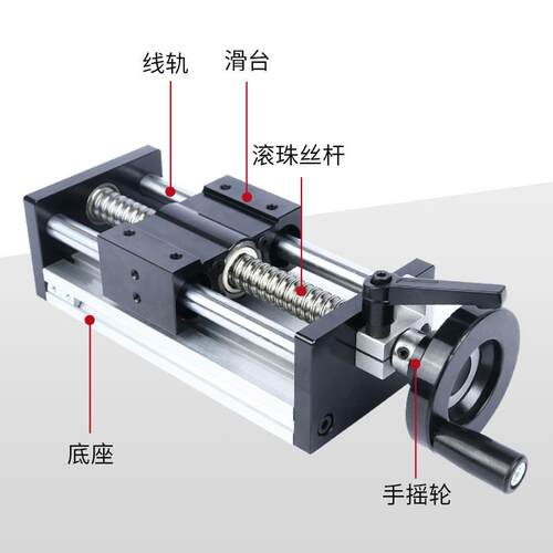 6E3X80双光轴滑台模组手摇手动款EBX滚珠丝杆十字直线导轨升降台