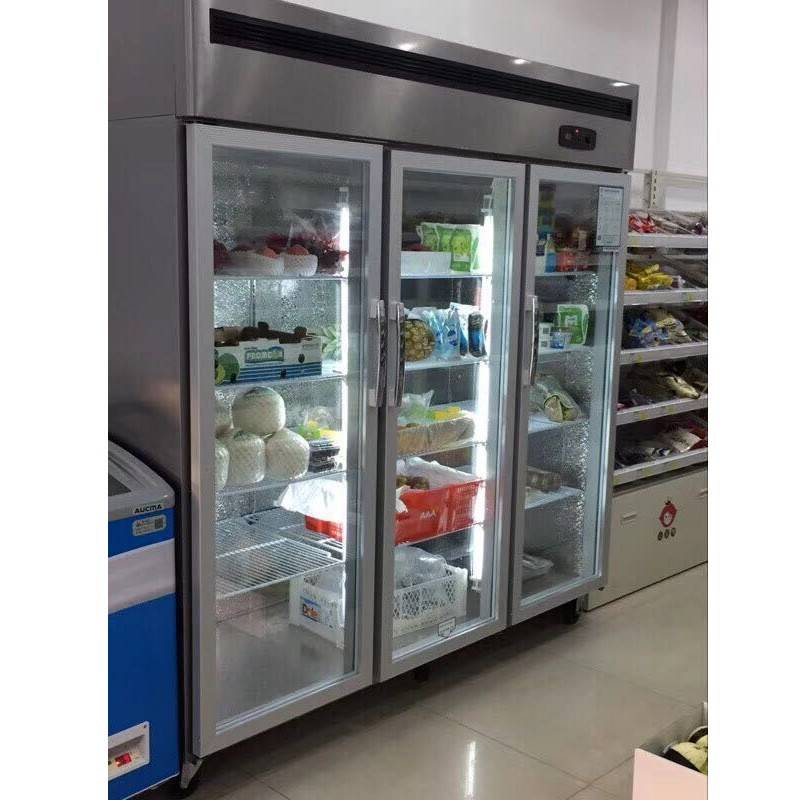 银都大三门保鲜展示柜水果鲜花熟食饮料冰箱冷藏保鲜柜商用立式柜