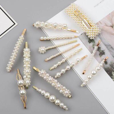 south korea ins web celebrity pearl pin side of the girls