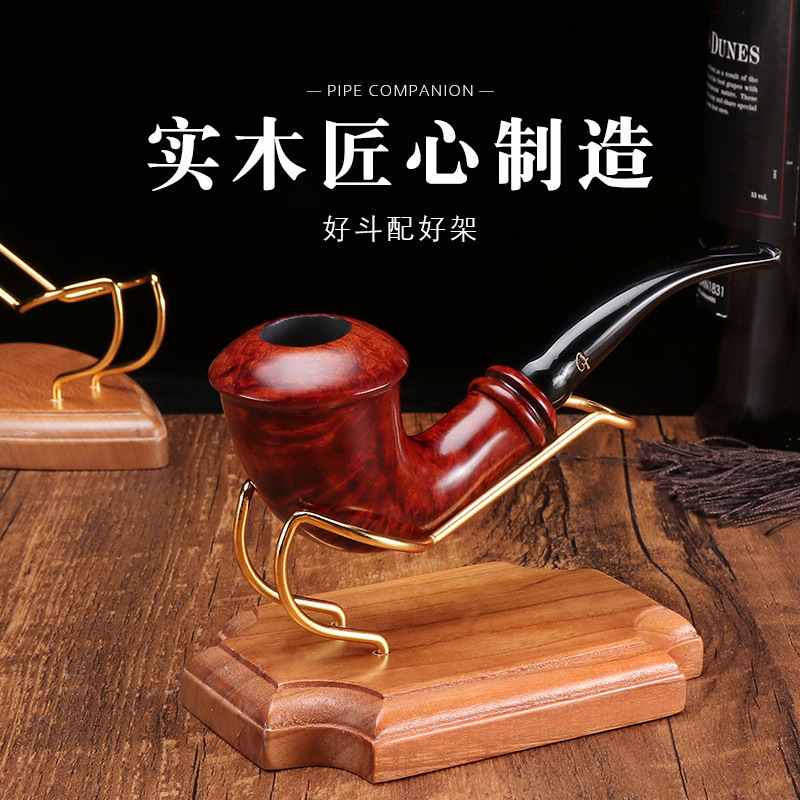 现货供应新品樱桃木实木单位多位铁艺烟斗展示架 金属创意烟斗架