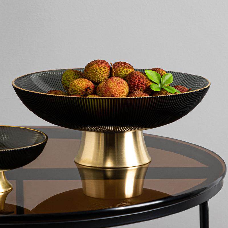 轻奢水果盘茶几玻璃干果托盘网红创意个性家用客厅欧式奢华摆件