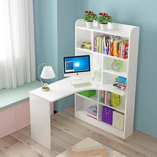 办公桌学习 ft简约实木转角书桌书架组合小户经济型家用电脑桌台式