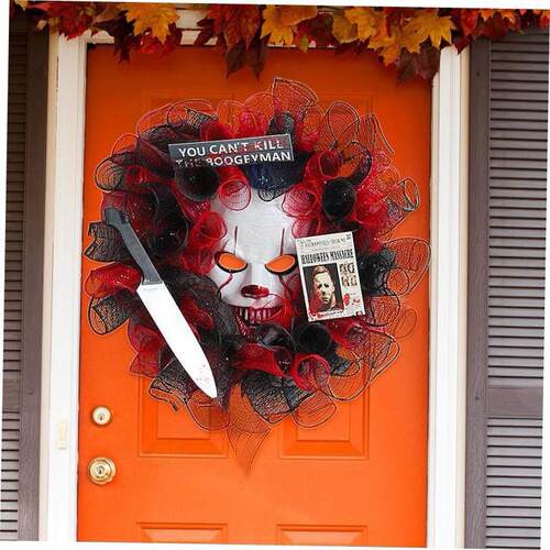 Halloween Ghost Festival Mask Flower wreath ornament万圣挂饰