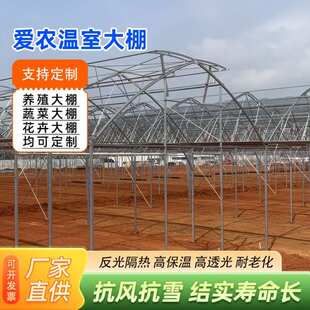 温室大棚骨架蝴蝶开窗连栋镀锌大棚椭圆管大棚全套育苗花卉种植棚