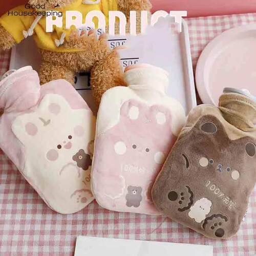 Cute Hot Water Bottle Bag for Girls Plush Shoulder Hand Warm
