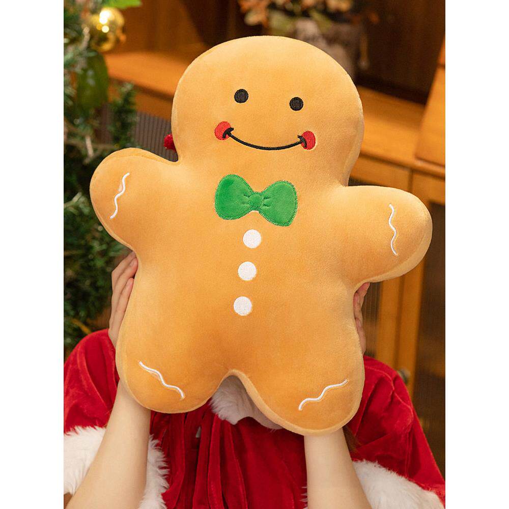 圣诞姜饼人抱枕圣诞树靠垫圣诞节雪人玩偶装饰男女平安夜节日礼物